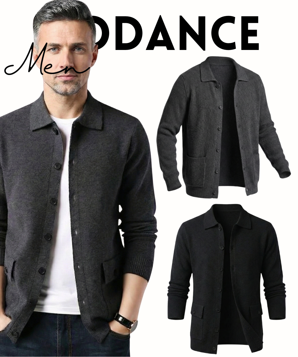 Cardigan Homme à Col Polo - Disponible en Noir et Gris