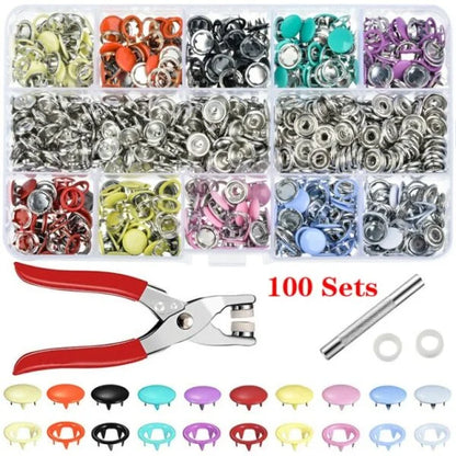 Kit de boutons-pression métalliques avec pince de pose