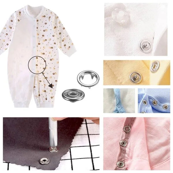 Kit de boutons-pression métalliques avec pince de pose