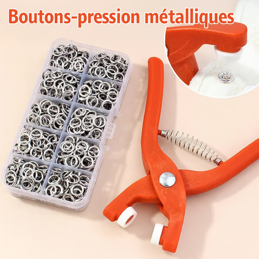 Kit de boutons-pression métalliques avec pince de pose