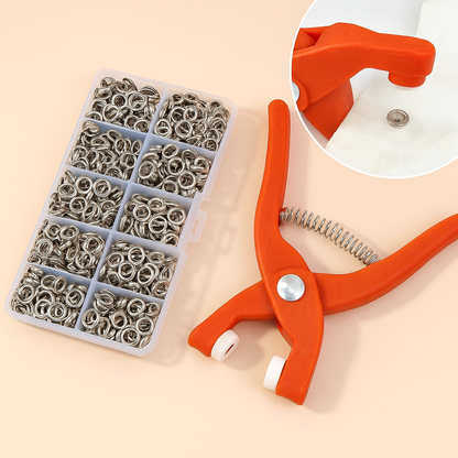 Kit de boutons-pression métalliques avec pince de pose