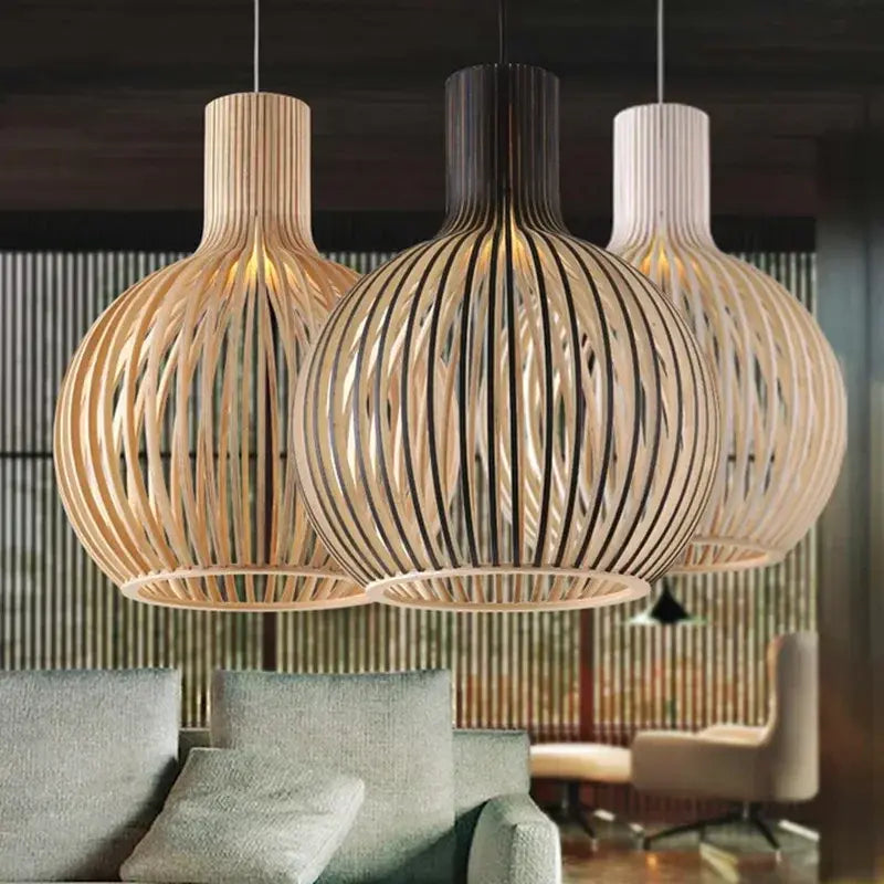 Lampes suspendues en bois dimmables LED pour salle à manger, salon et chambre - Design moderne et élégant