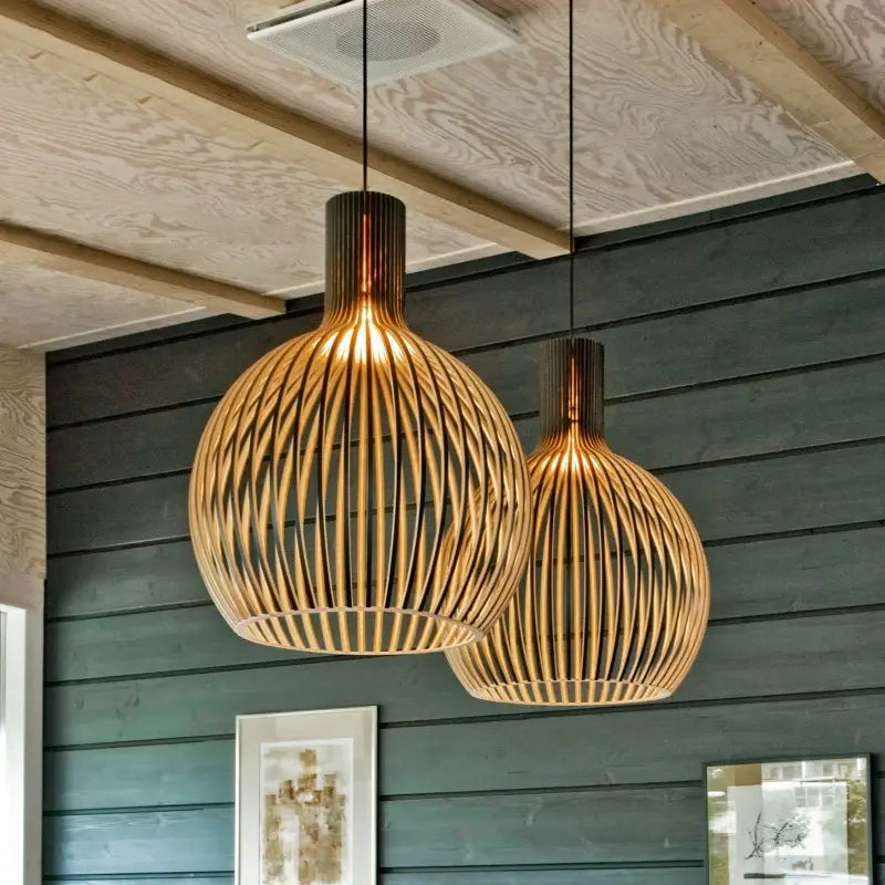 Lampes suspendues en bois dimmables LED pour salle à manger, salon et chambre - Design moderne et élégant