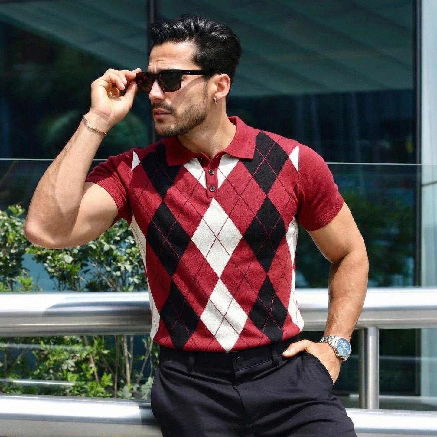 Lodance – Polo Argyle en maille