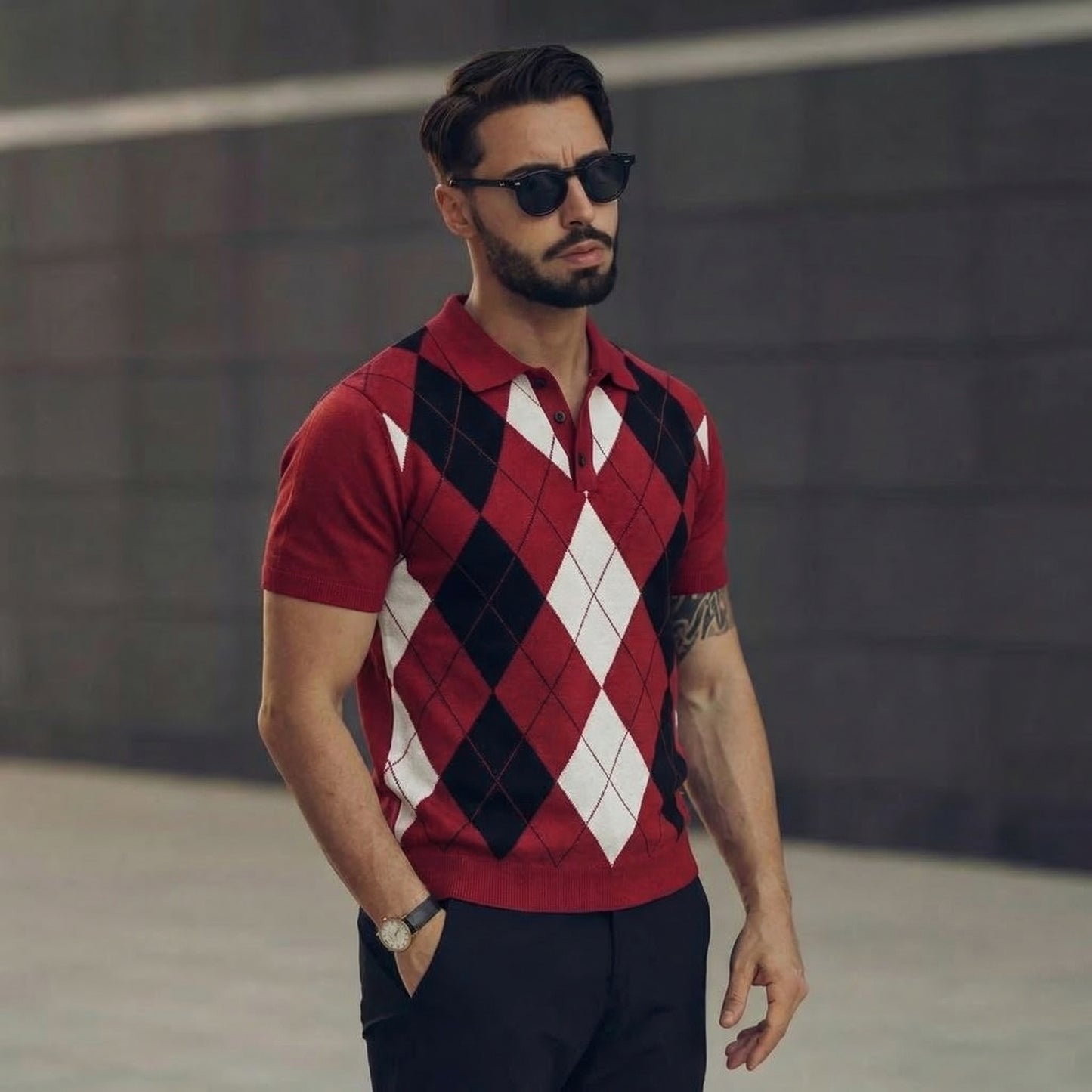 Lodance – Polo Argyle en maille