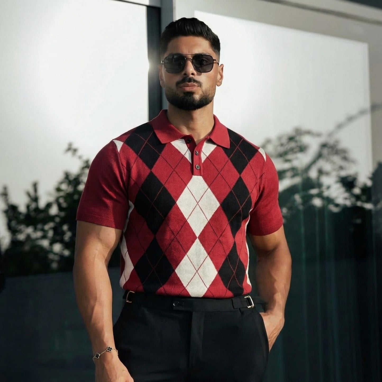 Lodance – Polo Argyle en maille