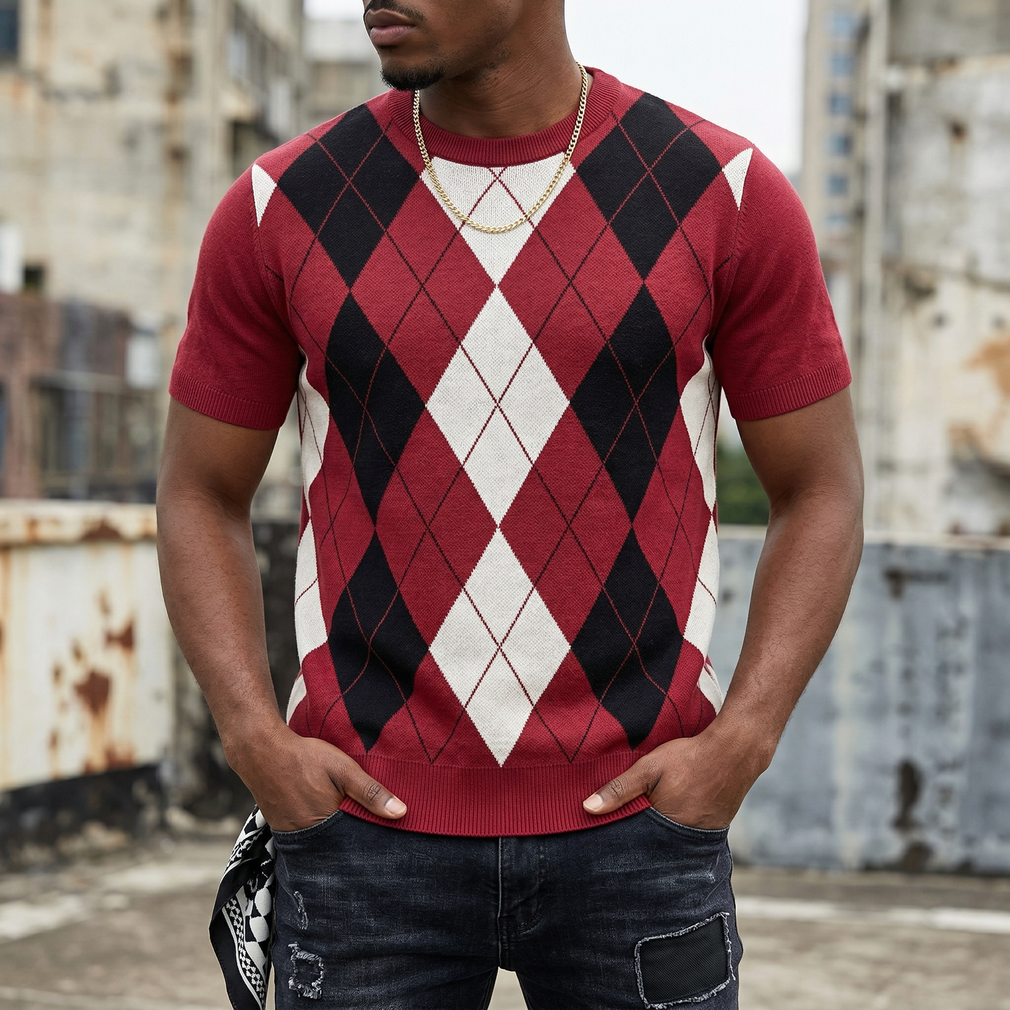 Lodance T-Shirt Argyle Col Rond