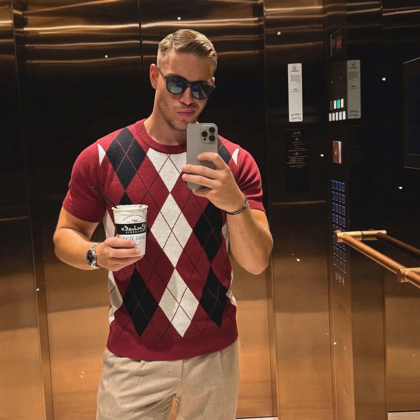 Lodance T-Shirt Argyle Col Rond